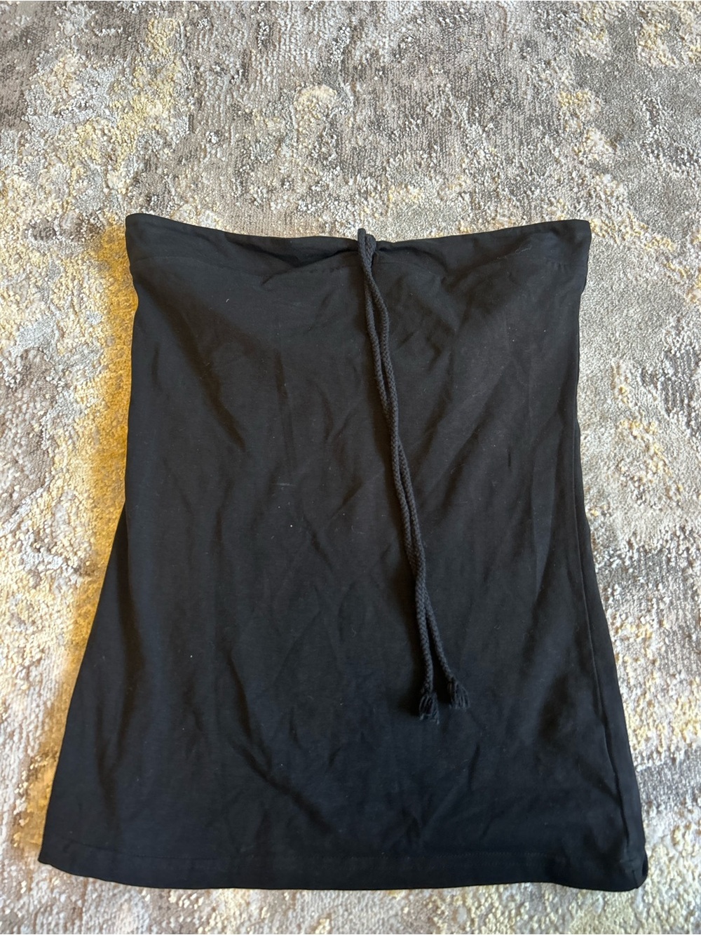 Suzy Shier Black Strapless Tube Top with Drawstring